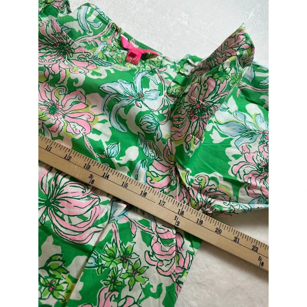 NWT Lilly Pulitzer Barbara Cotton Blouse Puff Sleeve Size 10 Spearmint